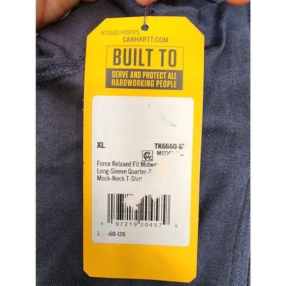 Carhartt Force Men's XL Navy Relaxed Fit Midweight Long-Sleeve Quarter-Zip Mock- - Picture 6 of 8